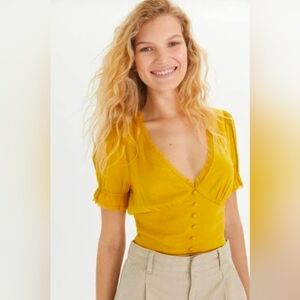 Urban Outfitters - Gold Cropped Blouse - SM